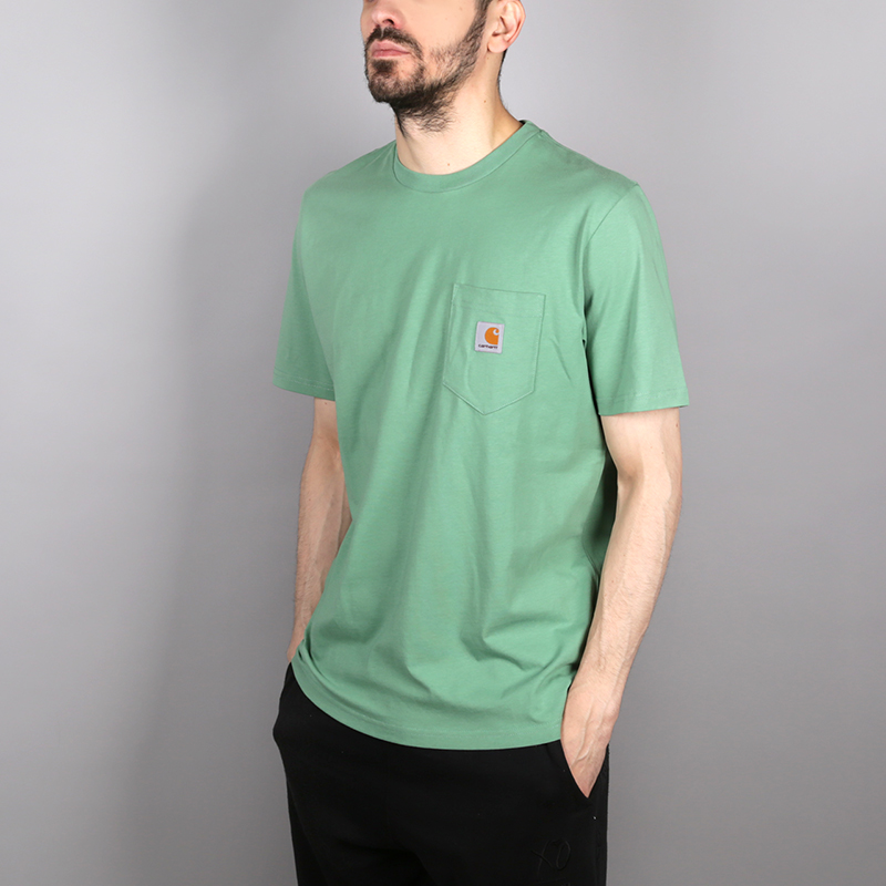 мужская зеленая футболка Carhartt WIP Pocket T-Shirt I022091-catnip - цена, описание, фото 2